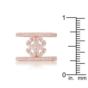 Lauren 0.4ct CZ Rose Gold Delicate Clover Wrap Ring - Image 3