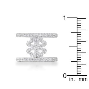 Lauren 0.4ct CZ Rhodium Delicate Clover Wrap Ring - Image 3