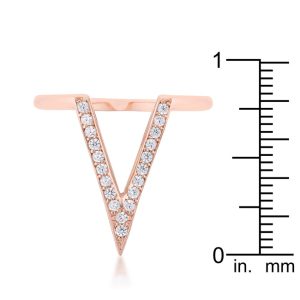 Michelle 0.2ct CZ Rose Gold Delicate V-Shape Ring - Image 3
