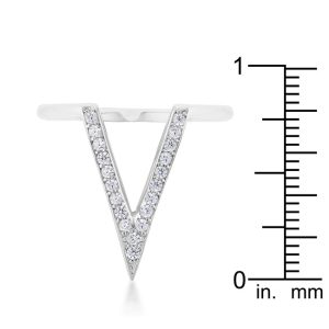 Michelle 0.2ct CZ Rhodium Delicate V-Shape Ring - Image 3
