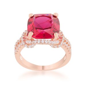 Charlene 6.2ct Ruby CZ Rose Gold Classic Statement Ring - Image 2