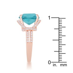 Charlene 6.2ct Aqua CZ Rose Gold Classic Statement Ring - Image 4