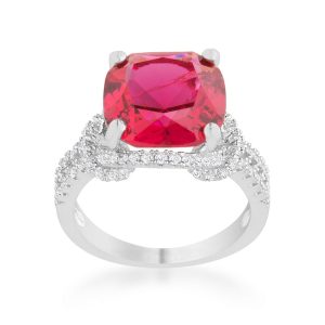 Charlene 6.2ct Ruby CZ Rhodium Classic Statement Ring - Image 2