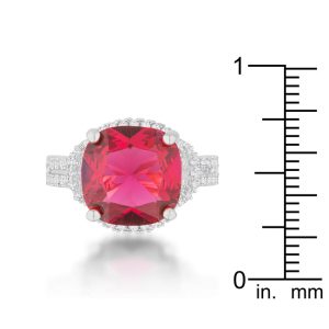 Charlene 6.2ct Ruby CZ Rhodium Classic Statement Ring - Image 3