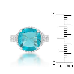 Charlene 6.2ct Aqua CZ Rhodium Classic Statement Ring - Image 3