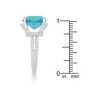 Charlene 6.2ct Aqua CZ Rhodium Classic Statement Ring - Image 4