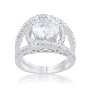 Marcie 3ct CZ Rhodium Contemporary Ring - Image 2