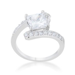 Caroline 2.3ct CZ Rhodium Statement Ring - Image 2