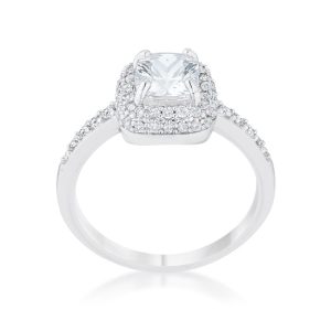 Serena 1.5ct Clear CZ Rhodium Art Deco Ring - Image 2