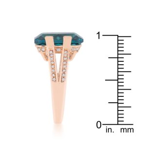 Rema 8.6ct Aqua CZ Rose Gold Emerald Classic Cocktail Ring - Image 3