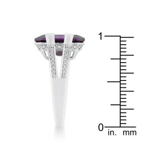 Rema 8.6ct Amethyst CZ Rhodium Emerald Classic Cocktail Ring - Image 4