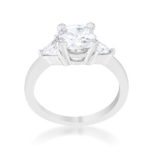 Shonda 1.8ct Clear CZ Rhodium Cushion Classic Statement Ring - Image 2