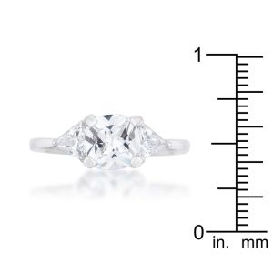 Shonda 1.8ct Clear CZ Rhodium Cushion Classic Statement Ring - Image 3