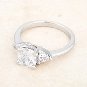 Shonda 1.8ct Clear CZ Rhodium Cushion Classic Statement Ring - Image 5