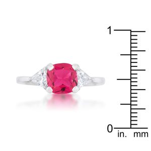 Shonda 1.8ct Fuchsia CZ Rhodium Cushion Classic Statement Ring - Image 3