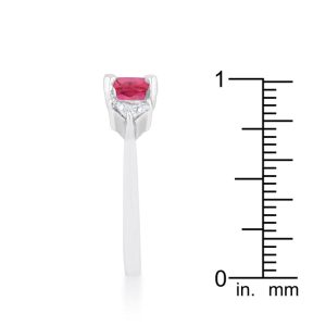 Shonda 1.8ct Fuchsia CZ Rhodium Cushion Classic Statement Ring - Image 4