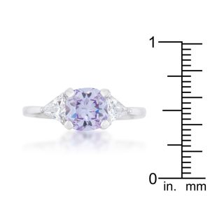 Shonda 1.8ct Lavender CZ Rhodium Cushion Classic Statement Ring - Image 3