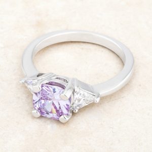 Shonda 1.8ct Lavender CZ Rhodium Cushion Classic Statement Ring - Image 5