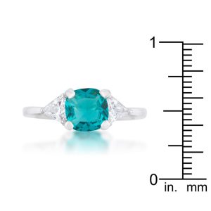 Shonda 1.8ct Aqua CZ Rhodium Cushion Classic Statement Ring - Image 3