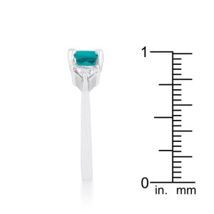 Shonda 1.8ct Aqua CZ Rhodium Cushion Classic Statement Ring - Image 4