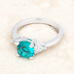 Shonda 1.8ct Aqua CZ Rhodium Cushion Classic Statement Ring - Image 5