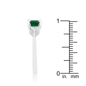 Shonda 1.8ct Emerald CZ Rhodium Cushion Classic Statement Ring - Image 4