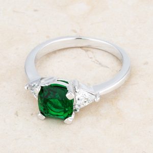 Shonda 1.8ct Emerald CZ Rhodium Cushion Classic Statement Ring - Image 5