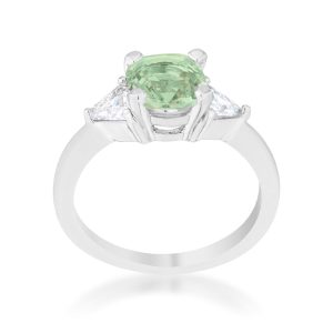 Shonda 1.8ct Peridot CZ Rhodium Cushion Classic Statement Ring - Image 2