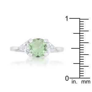 Shonda 1.8ct Peridot CZ Rhodium Cushion Classic Statement Ring - Image 3