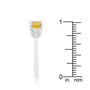 Shonda 1.8ct Canary CZ Rhodium Cushion Classic Statement Ring - Image 4