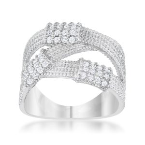 Peyton 0.36ct CZ Rhodium Wide Cable Statement Ring - Image 2