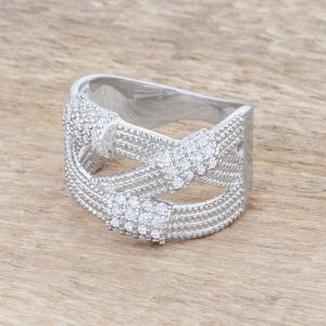 Peyton 0.36ct CZ Rhodium Wide Cable Statement Ring - Image 5