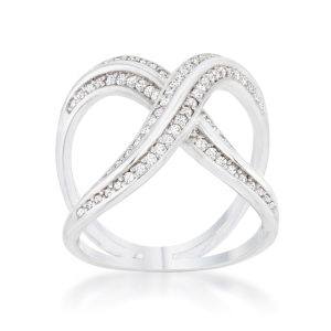 Christa 0.4ct CZ Rhodium Pave X Ring - Image 2