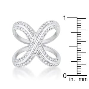 Christa 0.4ct CZ Rhodium Pave X Ring - Image 3