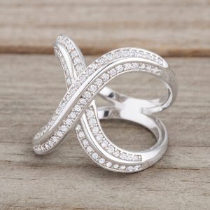 Christa 0.4ct CZ Rhodium Pave X Ring - Image 5