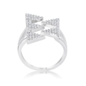 Nori 0.63ct CZ Rhodium Geometric Contemporary Ring - Image 2