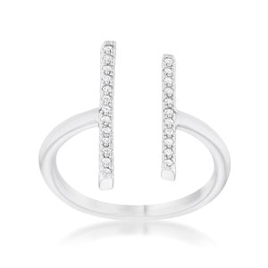 Sharna 12ct CZ Rhodium Parallel Contemporary Ring - Image 2