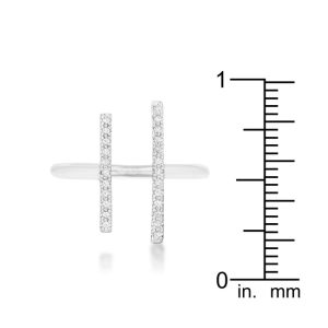 Sharna 12ct CZ Rhodium Parallel Contemporary Ring - Image 3