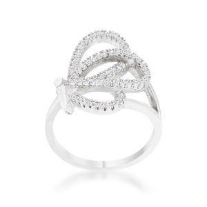 Bea 0.4ct CZ Rhodium Pave Butterfly Ring - Image 2
