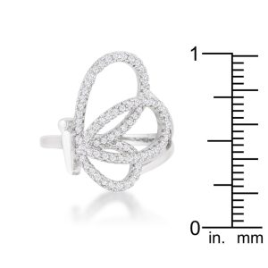 Bea 0.4ct CZ Rhodium Pave Butterfly Ring - Image 3