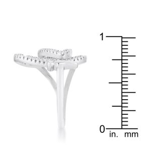Bea 0.4ct CZ Rhodium Pave Butterfly Ring - Image 4