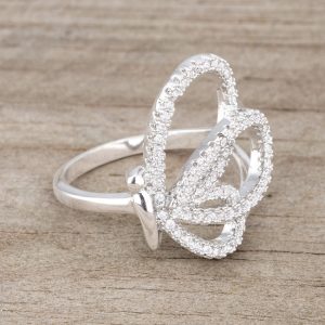 Bea 0.4ct CZ Rhodium Pave Butterfly Ring - Image 5
