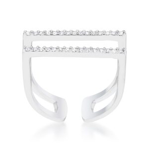 Jenn 0.2ct CZ Rhodium Pave Parallel Ring - Image 2