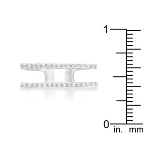 Jenn 0.2ct CZ Rhodium Pave Parallel Ring - Image 3
