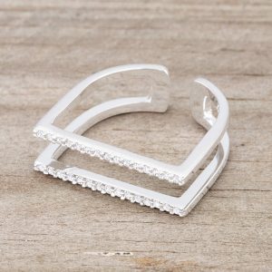 Jenn 0.2ct CZ Rhodium Pave Parallel Ring - Image 5