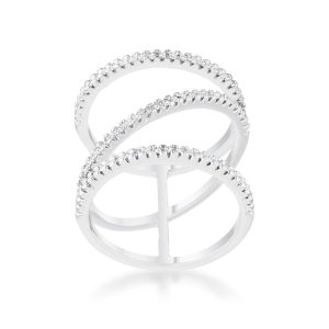 Shauna 0.4ct CZ Rhodium Wide Contemporary Ring - Image 2