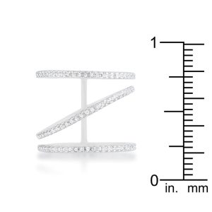 Shauna 0.4ct CZ Rhodium Wide Contemporary Ring - Image 3