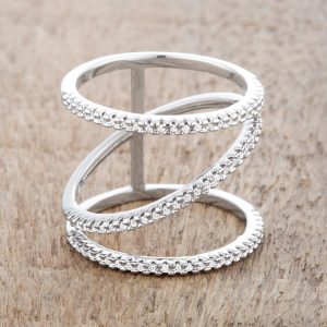 Shauna 0.4ct CZ Rhodium Wide Contemporary Ring - Image 5