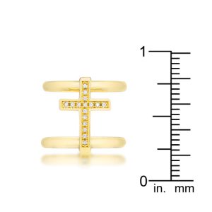 Francis 0.08ct CZ 14k Gold Contemporary Cross Ring - Image 3