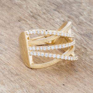 Greta 0.57ct CZ 14k Gold Wide Cocktail Cable Ring - Image 5